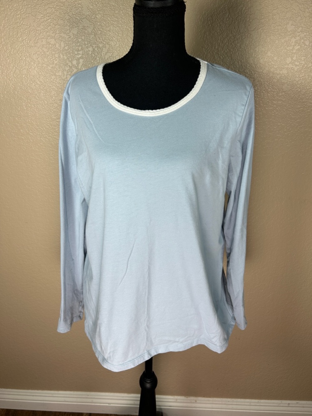 Charter Club Intimates Light Blue Sleep Shirt Top w/ White Trim Large